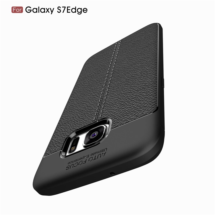 Litchi Skin PU Leather Coated Soft TPU Phone Case for Samsung Galaxy S7 edge G935 - Black-10