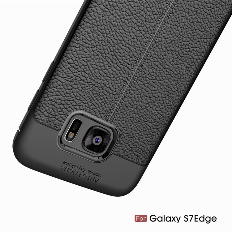 Litchi Skin PU Leather Coated Soft TPU Phone Case for Samsung Galaxy S7 edge G935 - Black-11