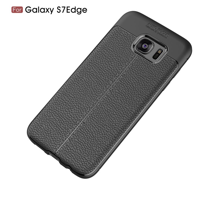 Litchi Skin PU Leather Coated Soft TPU Phone Case for Samsung Galaxy S7 edge G935 - Black-12