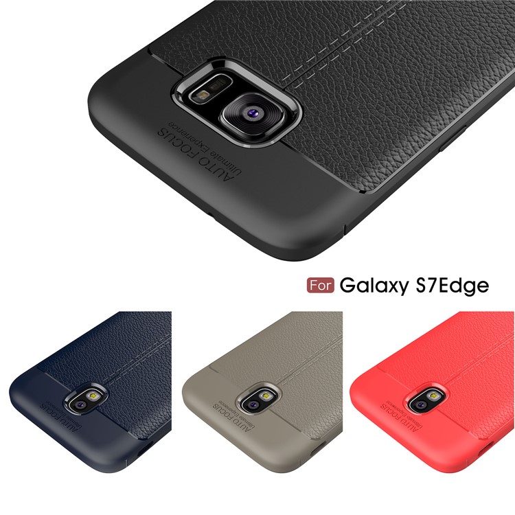 Litchi Skin PU Leather Coated Soft TPU Phone Case for Samsung Galaxy S7 edge G935 - Black-14