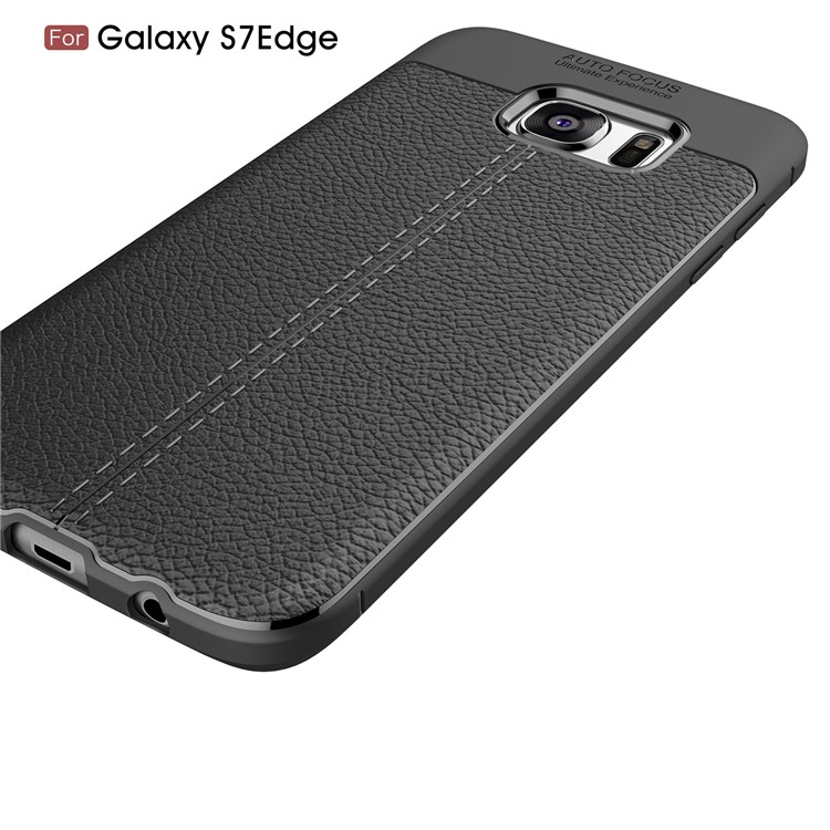 Litchi Skin PU Leather Coated Soft TPU Phone Case for Samsung Galaxy S7 edge G935 - Black-4