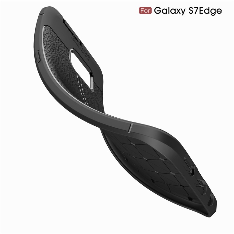 Litchi Skin PU Leather Coated Soft TPU Phone Case for Samsung Galaxy S7 edge G935 - Black-9