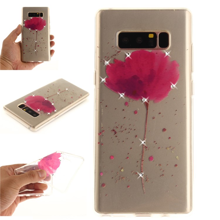 

Rhinestone Decoration IMD TPU Soft Case for Samsung Galaxy Note 8 SM-N950 - Vivid Flower