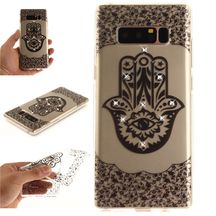 

Rhinestone Decoration IMD TPU Gel Cover for Samsung Galaxy Note 8 SM-N950 - Hamsa Hand