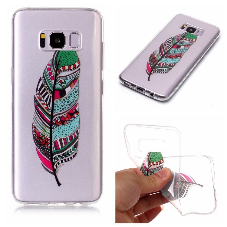 

Pattern Printing IMD TPU Flexible Phone Accessory Cover for Samsung Galaxy S8 G950 - Feather
