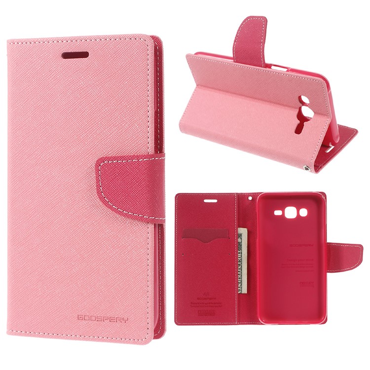 

MERCURY GOOSPERY Leather Stand Case for Samsung Galaxy J7 SM-J700F - Pink, Galaxy J7 SM-J700F (2015)