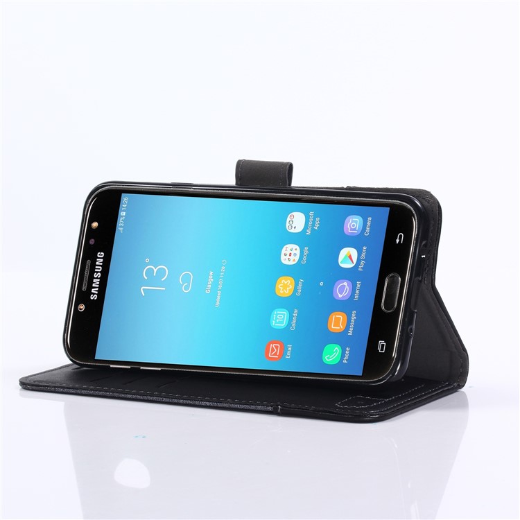MUXMA PU Leather Canvas Splicing Wallet Stand Case for Samsung Galaxy J7 (2017) EU Version / J7 Pro (2017) - Black-11