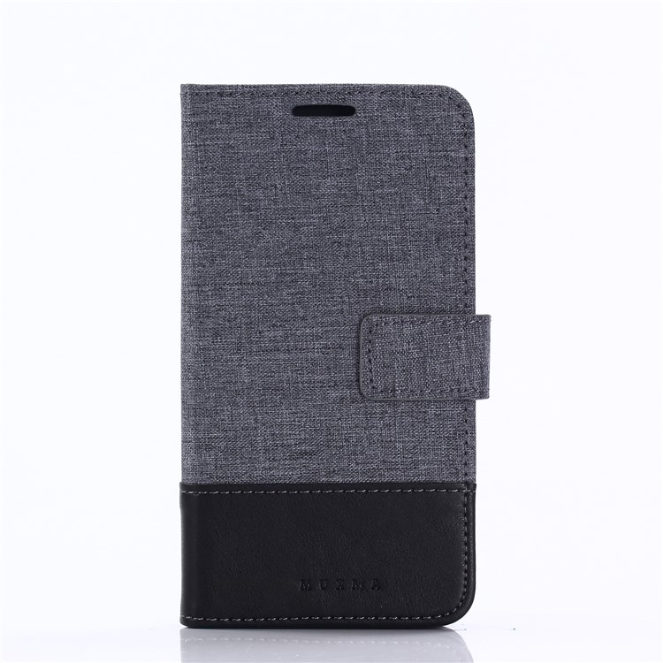 MUXMA PU Leather Canvas Splicing Wallet Stand Case for Samsung Galaxy J7 (2017) EU Version / J7 Pro (2017) - Black-12