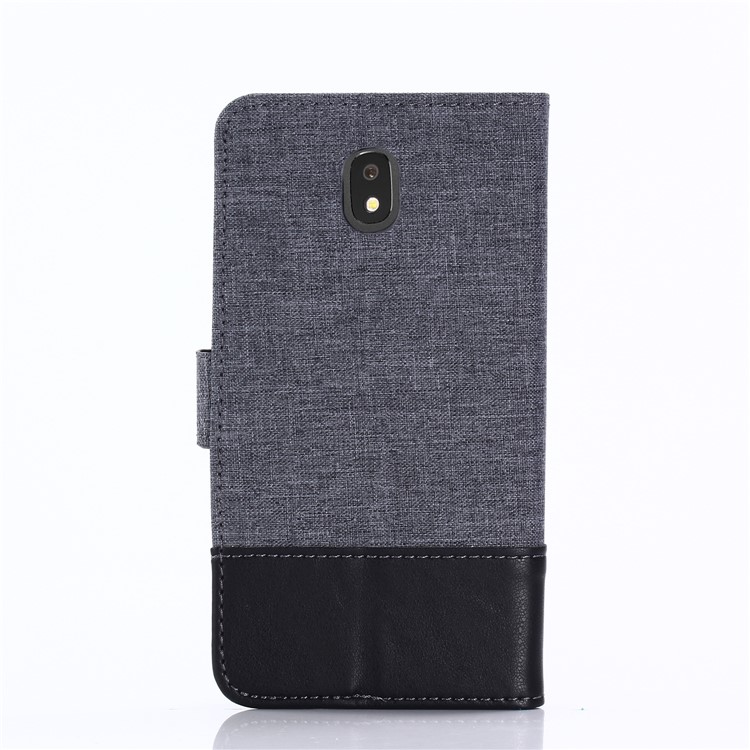 MUXMA PU Leather Canvas Splicing Wallet Stand Case for Samsung Galaxy J7 (2017) EU Version / J7 Pro (2017) - Black-14
