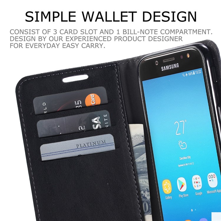 MUXMA PU Leather Canvas Splicing Wallet Stand Case for Samsung Galaxy J7 (2017) EU Version / J7 Pro (2017) - Black-8