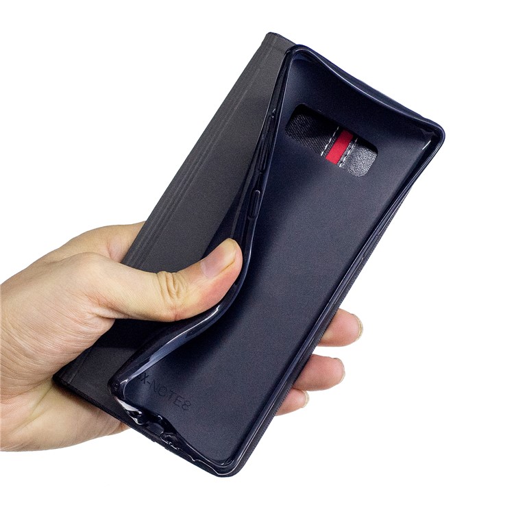 Contrast Color Leather Card Holder Phone Case with Stand for Samsung Galaxy Note 8 SM-N950 - Black-8