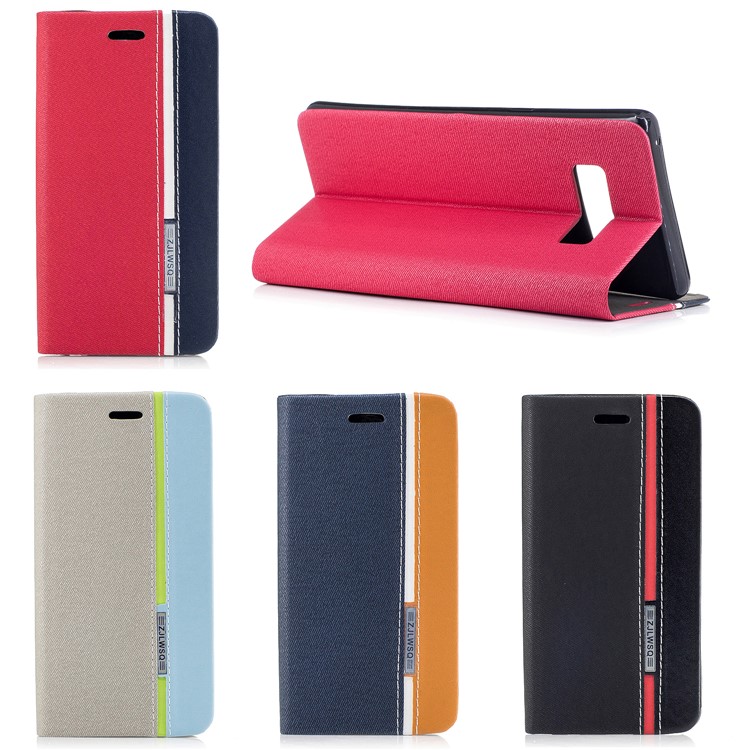 Contrast Color Leather Card Holder Phone Case with Stand for Samsung Galaxy Note 8 SM-N950 - Black-9