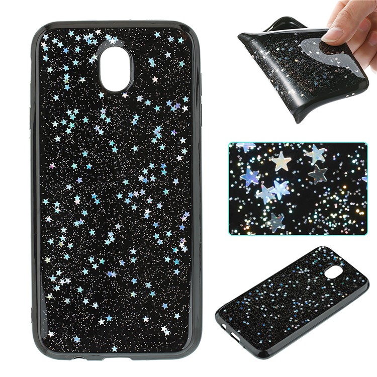 

Glittery Epoxy Star Sequins Powder TPU Flexible Mobile Phone Case for Samsung Galaxy J7 (2017) EU Version / J7 Pro (2017) - Silver