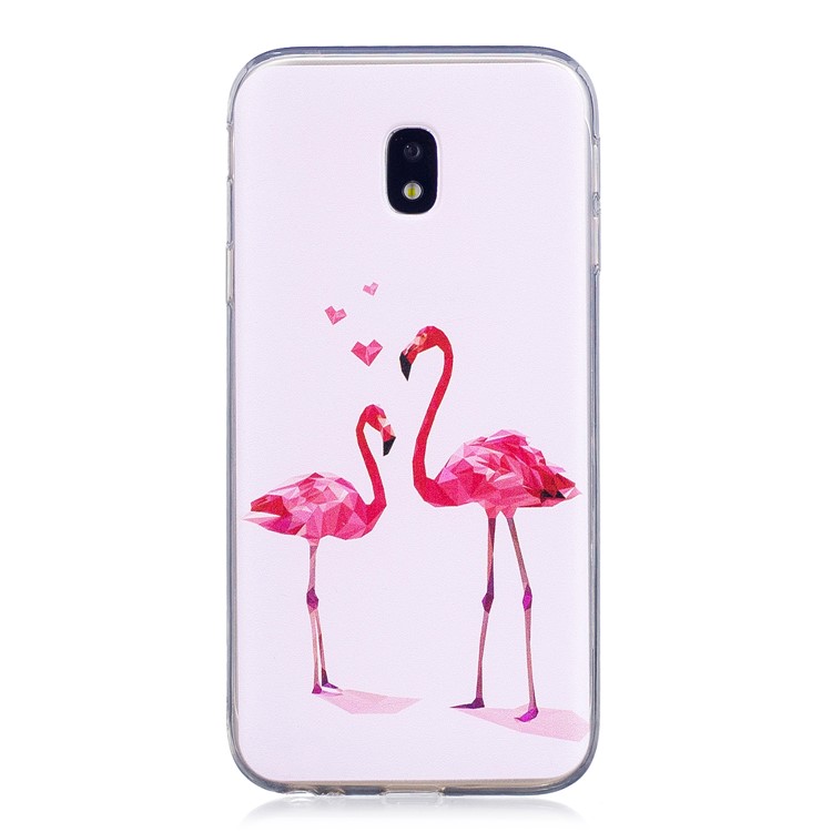 

Embossment Pattern Soft TPU Protection Back Phone Protection Cover for Samsung Galaxy J3 Pro (2017) / J3 (2017) EU Version - Flamingo