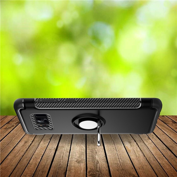 Armor PC TPU Hybrid Magnetic Ring Kickstand Phone Case for Samsung Galaxy S8 Plus G955 - Black-6