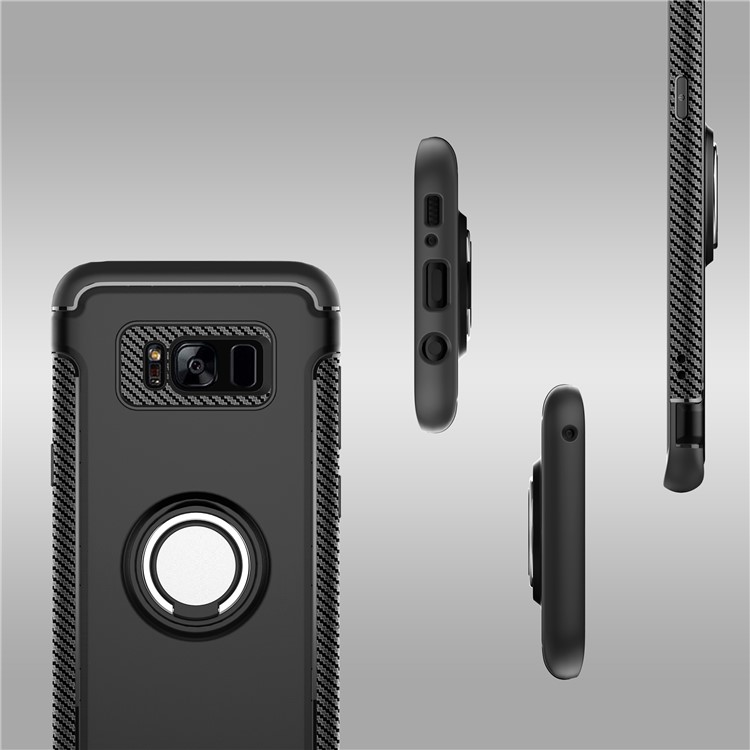 Armor PC TPU Hybrid Magnetic Ring Kickstand Phone Case for Samsung Galaxy S8 Plus G955 - Black-8