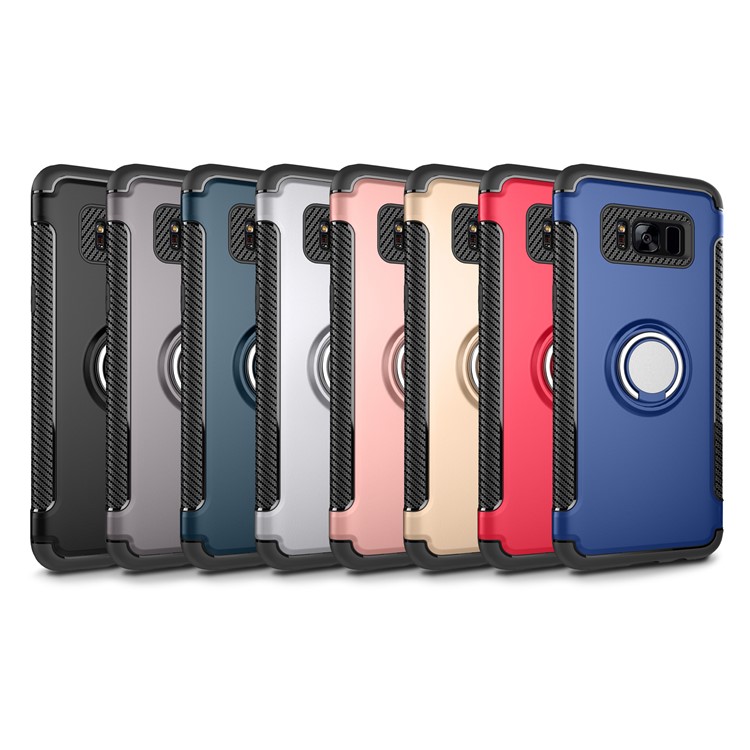 Armor PC TPU Hybrid Magnetic Ring Kickstand Phone Case for Samsung Galaxy S8 Plus G955 - Black-9