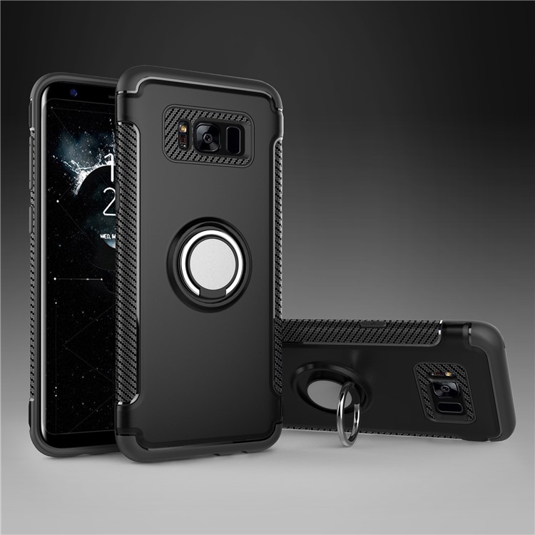 Armor PC TPU Hybrid Rotating Kickstand Case for Samsung Galaxy S8 G950 - Black-1