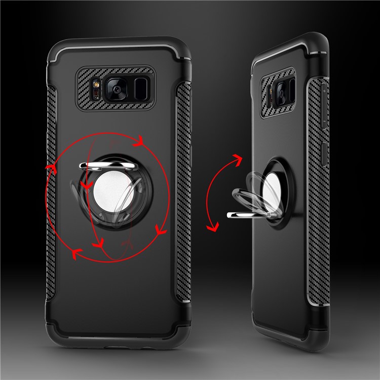 Armor PC TPU Hybrid Rotating Kickstand Case for Samsung Galaxy S8 G950 - Black-4