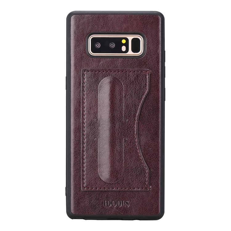

IDOOLS Leather Coated TPU Kickstand Phone Case for Samsung Galaxy Note 8 SM-N950 - Coffee