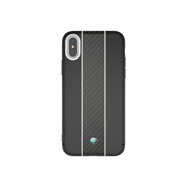 TOTU Matte Carbon Fiber Texture TPU Phone Case for iPhone X/10 5.8 inch - Black-1