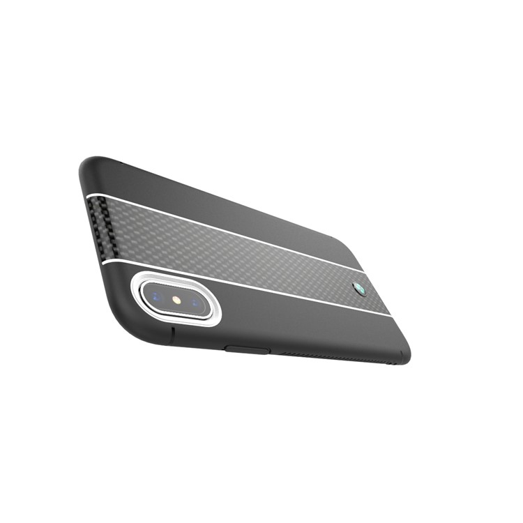 TOTU Matte Carbon Fiber Texture TPU Phone Case for iPhone X/10 5.8 inch - Black-5