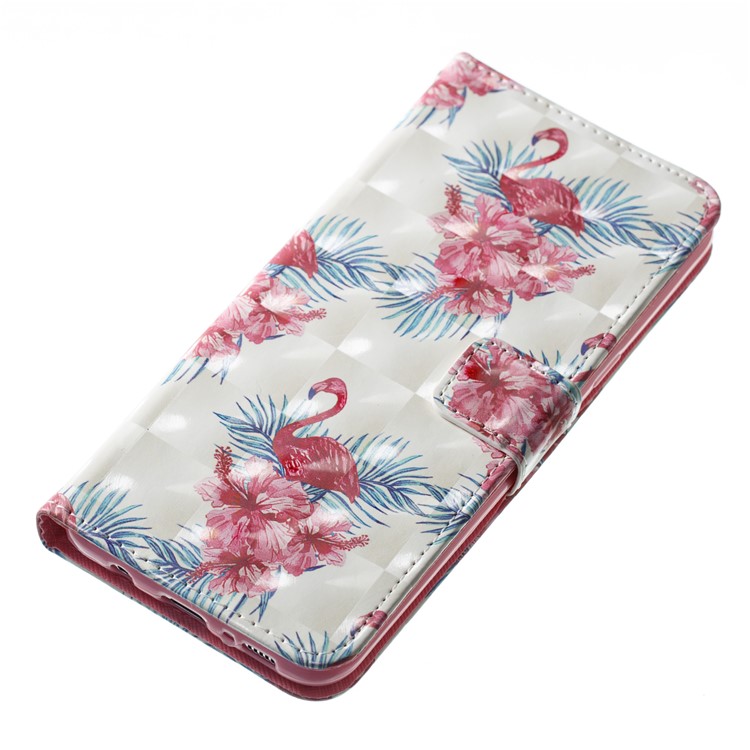 Pattern Printing PU Leather Wallet Stand Case for Samsung Galaxy S8 Plus G955 - Flower and Flamingo Pattern-2
