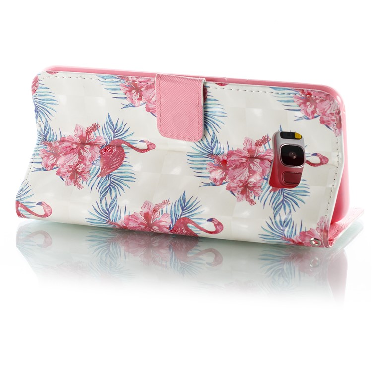 Pattern Printing PU Leather Wallet Stand Case for Samsung Galaxy S8 Plus G955 - Flower and Flamingo Pattern-4