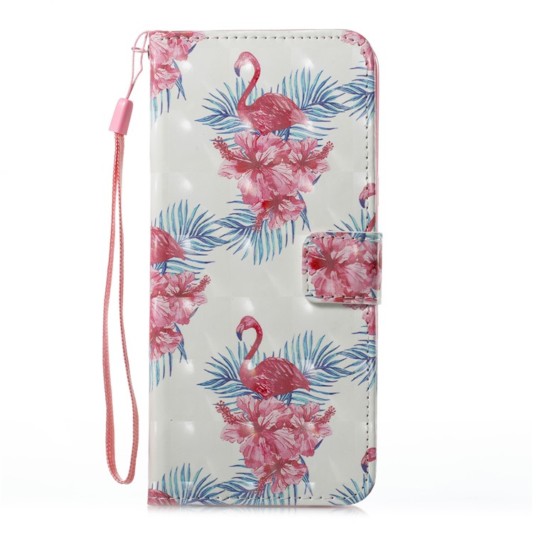 Pattern Printing PU Leather Wallet Stand Case for Samsung Galaxy S8 Plus G955 - Flower and Flamingo Pattern-7