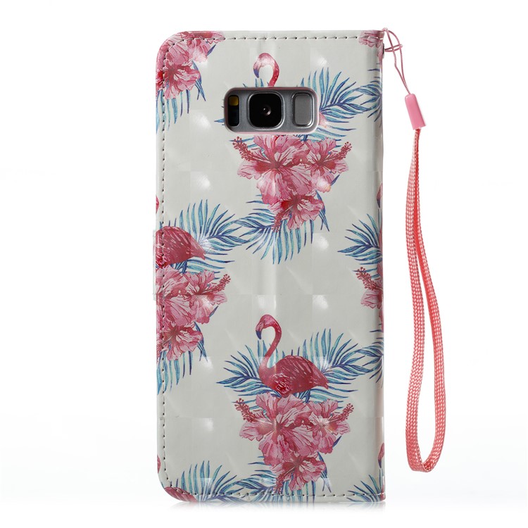 Pattern Printing PU Leather Wallet Stand Case for Samsung Galaxy S8 Plus G955 - Flower and Flamingo Pattern-8