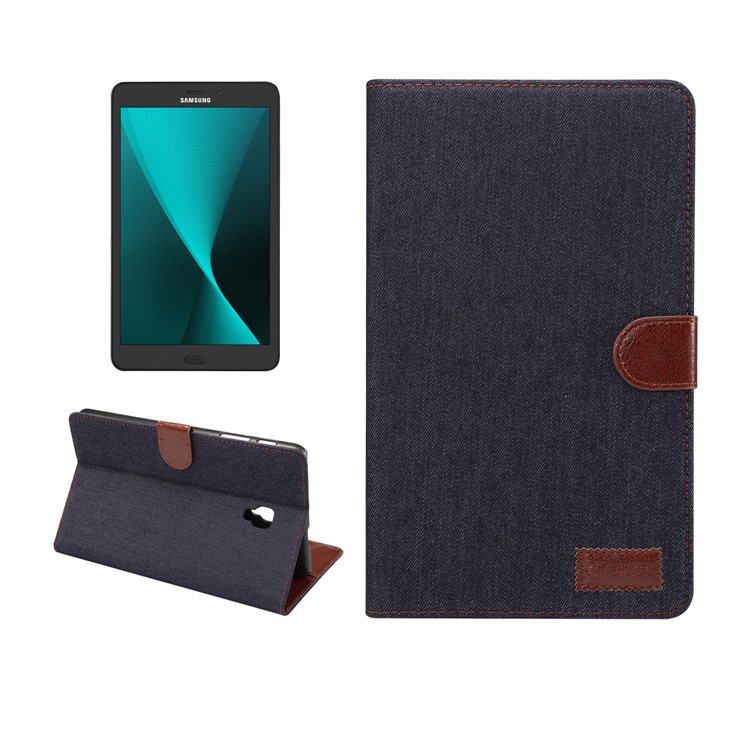 

Jeans Cloth Leather Wallet Smart Cover for Samsung Galaxy Tab A 8.0 (2017) T380 T385 - Black Blue, Galaxy Tab A 8.0 (2017)