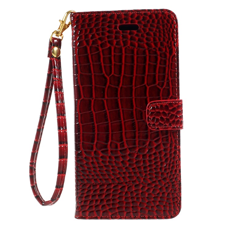 For Samsung Galaxy Note 8 N950 Crocodile Skin Leather Wallet Case with Strap - Red-3