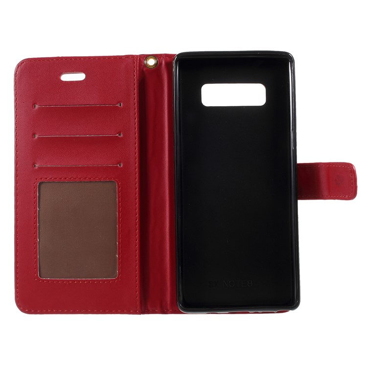 For Samsung Galaxy Note 8 N950 Crocodile Skin Leather Wallet Case with Strap - Red-7