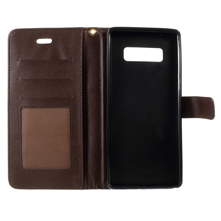 Crocodile Skin Leather Wallet Cell Phone Cover for Samsung Galaxy Note 8 N950 with Strap - Coffee-7
