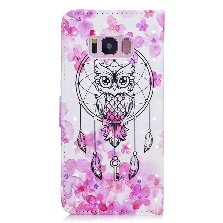 Embossing 3D Light Spot Decor PU Leather Flip Stand Case for Samsung Galaxy S8 Plus G955 - Owl and Dream Catcher-4