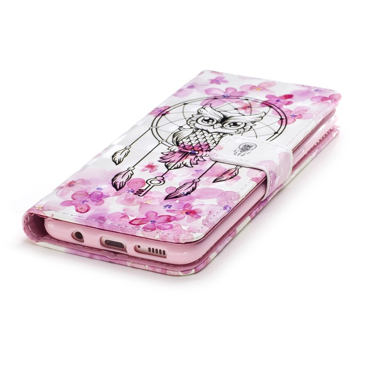Embossing 3D Light Spot Decor PU Leather Flip Stand Case for Samsung Galaxy S8 Plus G955 - Owl and Dream Catcher-5