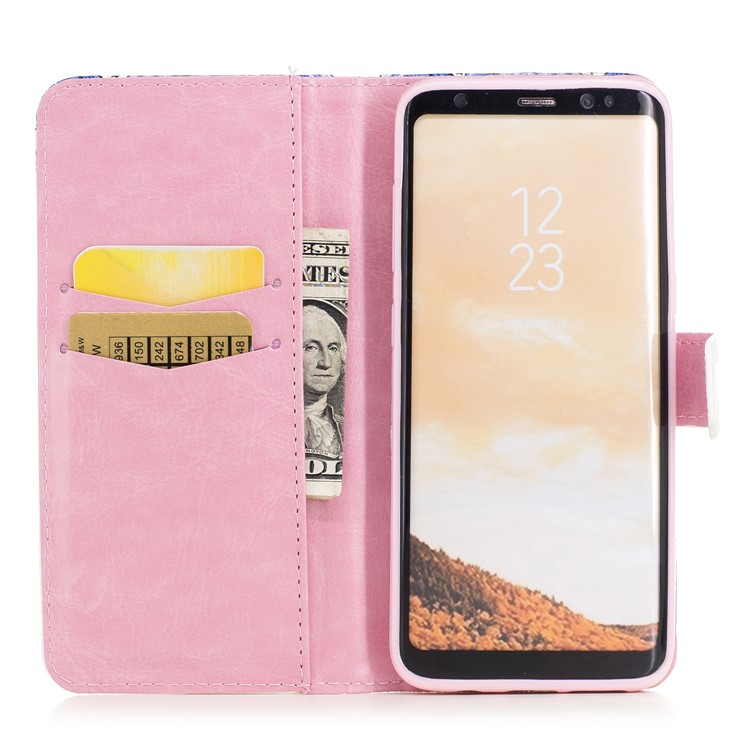 Embossing 3D Light Spot Decor PU Leather Flip Stand Case for Samsung Galaxy S8 Plus G955 - Owl and Dream Catcher-6