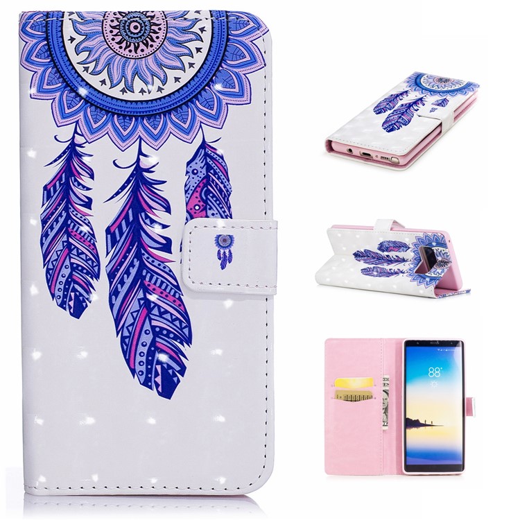 Embossment 3D Light Spot Decor Wallet Stand Leather Case for Samsung Galaxy Note 8 SM-N950 - Dream Catcher-1