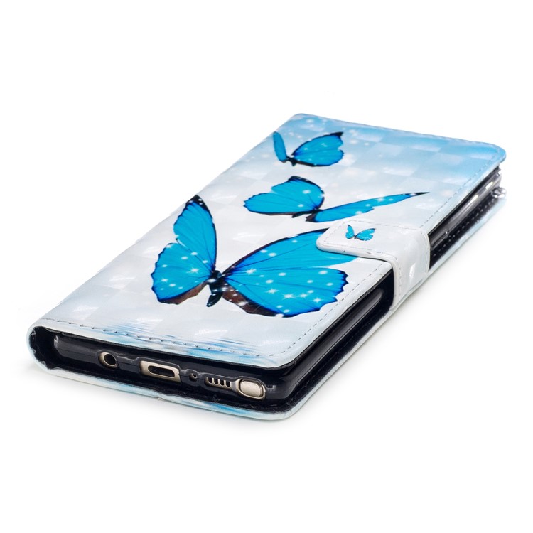 Embossment 3D Light Spot Decor Leather Folio Flip Mobile Casing for Samsung Galaxy Note 8 SM-N950 - Blue Butterflies-5