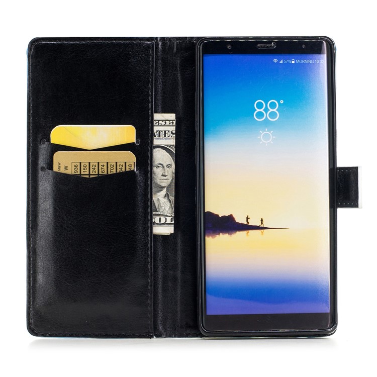 Embossment 3D Light Spot Decor Leather Folio Flip Mobile Casing for Samsung Galaxy Note 8 SM-N950 - Blue Butterflies-6