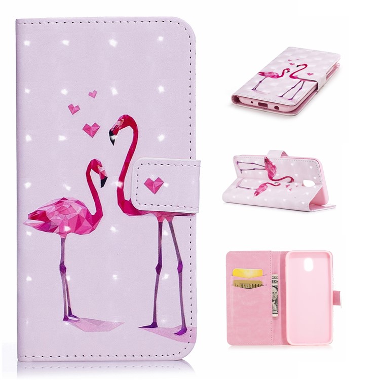 

Light Spot Embossed Leather Wallet Stand Case for Samsung Galaxy J5 Pro (2017)/J5 (2017) EU Version - Flamingos