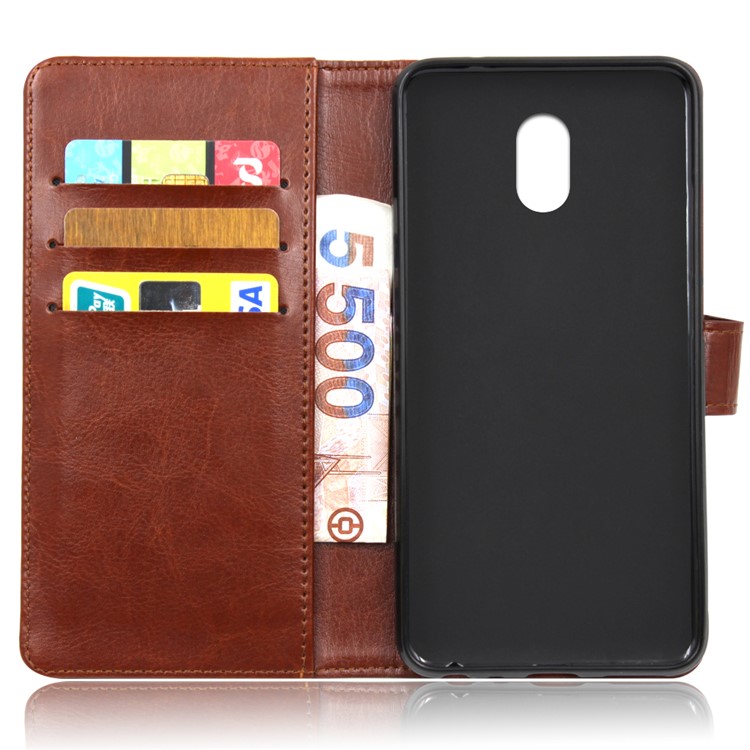 BOGVED Crazy Horse Stand Wallet Leather Phone Case for Samsung Galaxy J5 (2017) EU Version/J5 Pro (2017) - Brown-2
