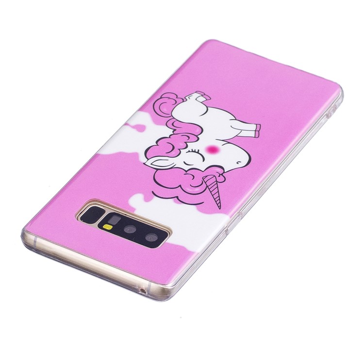 For Samsung Galaxy Note 8 SM-N950 Luminous IMD Patterned TPU Back Case - Rose Background and Unicorn-4
