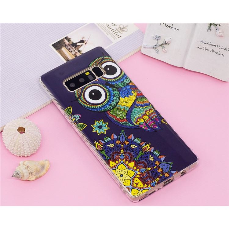 Luminous Glow IMD Patterned TPU Mobile Cover for Samsung Galaxy Note 8 SM-N950 - Colorful Owl-6