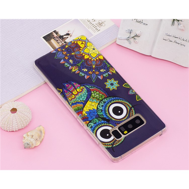 Luminous Glow IMD Patterned TPU Mobile Cover for Samsung Galaxy Note 8 SM-N950 - Colorful Owl-7