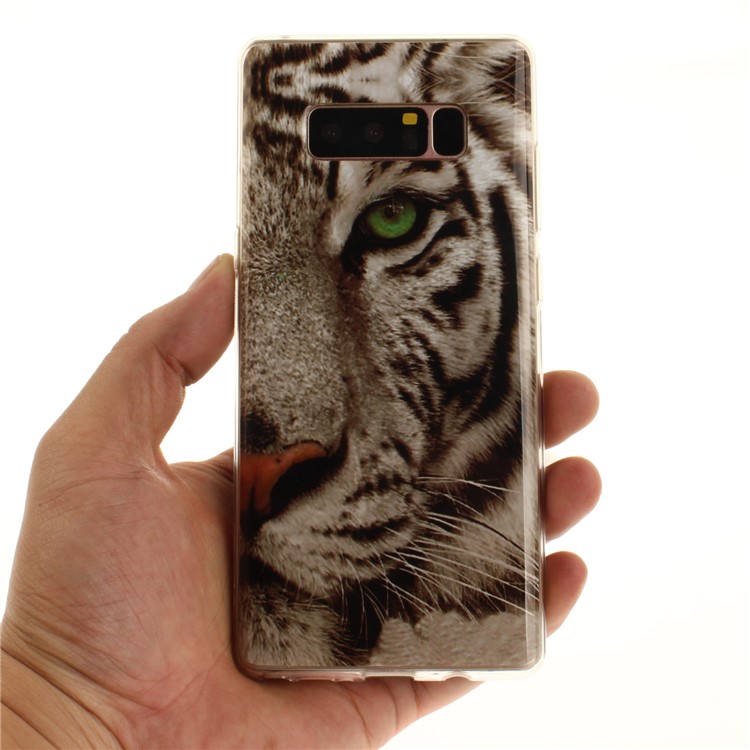 IMD TPU Gel Lightweight Phone Case Accessory for Samsung Galaxy Note 8 N950 - Tiger with Green Eye-5