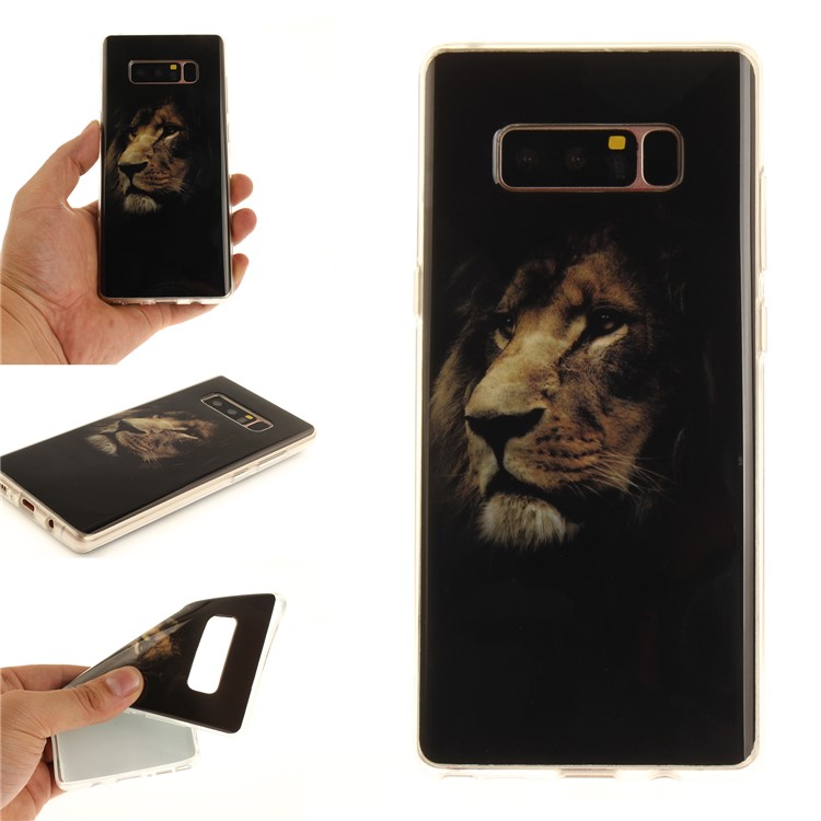 

Lightweight IMD TPU Gel Ultra-thin Cover for Samsung Galaxy Note 8 N950 - Brown Lion