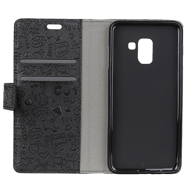 Cartoon Graffiti Wallet Stand Leather Case for Samsung Galaxy A5 (2018) - Black-5