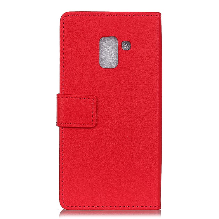 Stand Wallet PU Leather Mobile Phone Shell for Samsung Galaxy A8 (2018) - Red-2