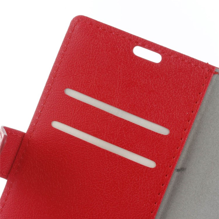 Stand Wallet PU Leather Mobile Phone Shell for Samsung Galaxy A8 (2018) - Red-4
